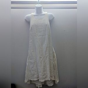 Banana Republic A-Line White Linen Trapeze High-Low Midi Dress, Size 2